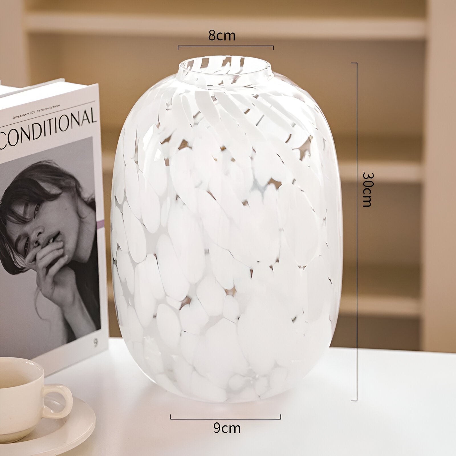 High Sense Marble Effect Glass Vase for Elegant Decor