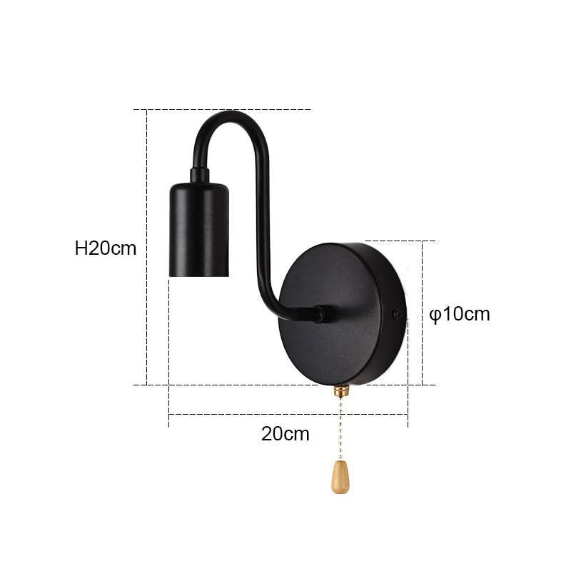 Nordic Industrial Wall Lamp in Black Iron for Modern Decor