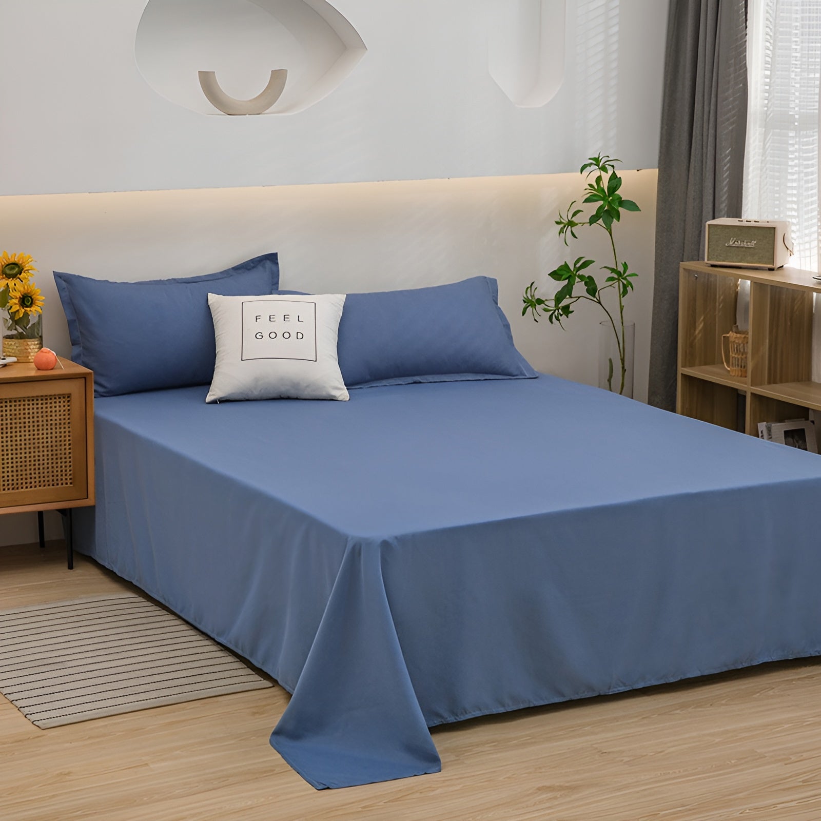 Soft Solid Color Flat Bed Sheet – Single, Queen & King Size
