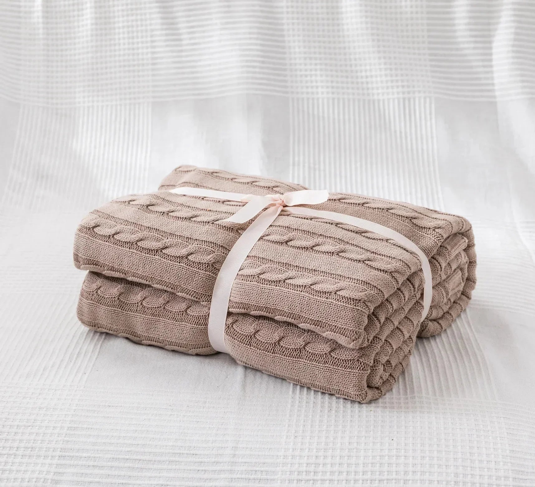 Knitted Cotton Solid Colour Throw Blanket for Cozy Comfort