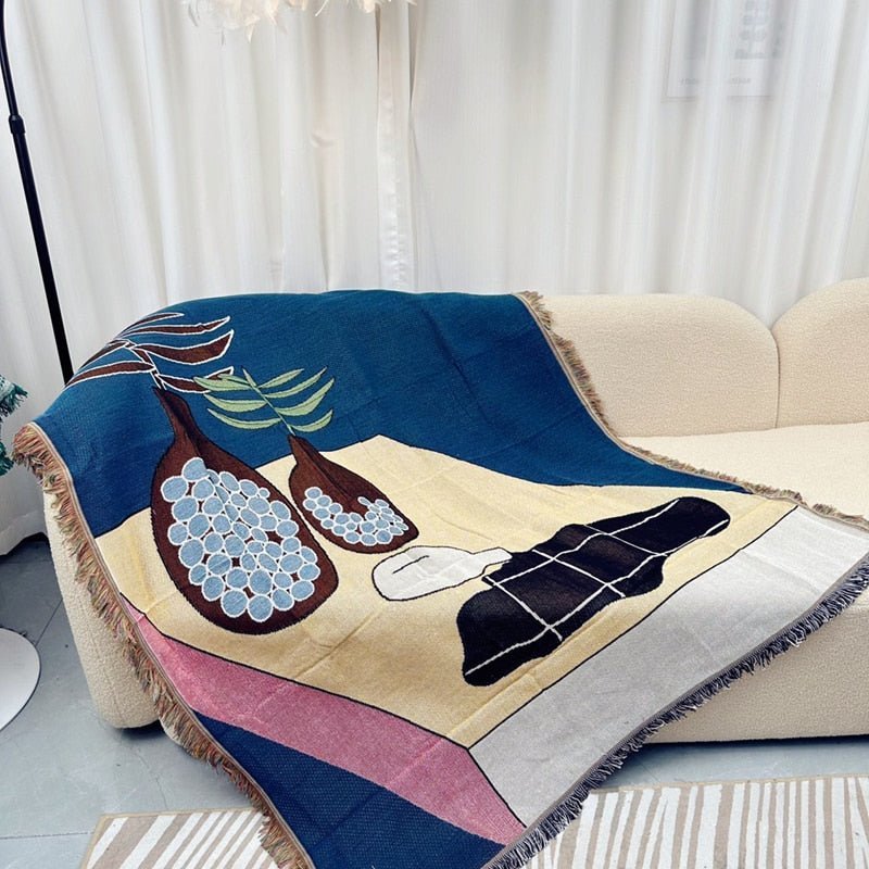 Knitted Jacquard Throw Blanket for Cozy Home Decor