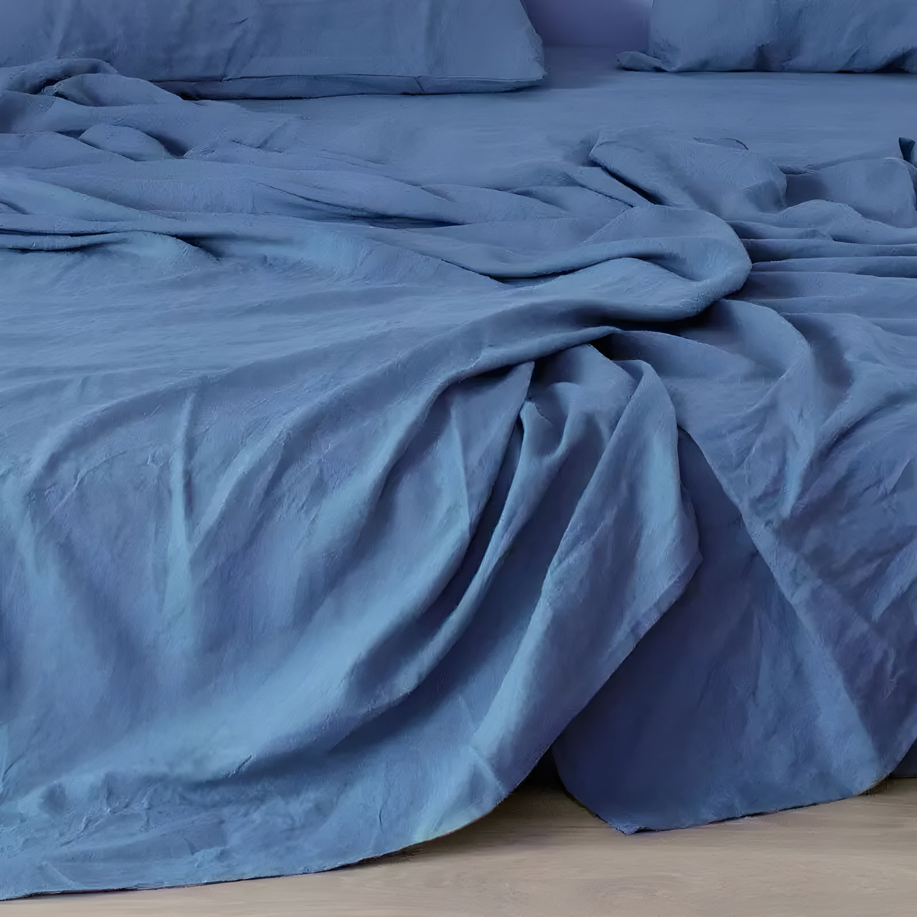 3PCS 100% Washed Linen Sheet Set - Natural Flax Bed Sheets with 2 Pillowcases