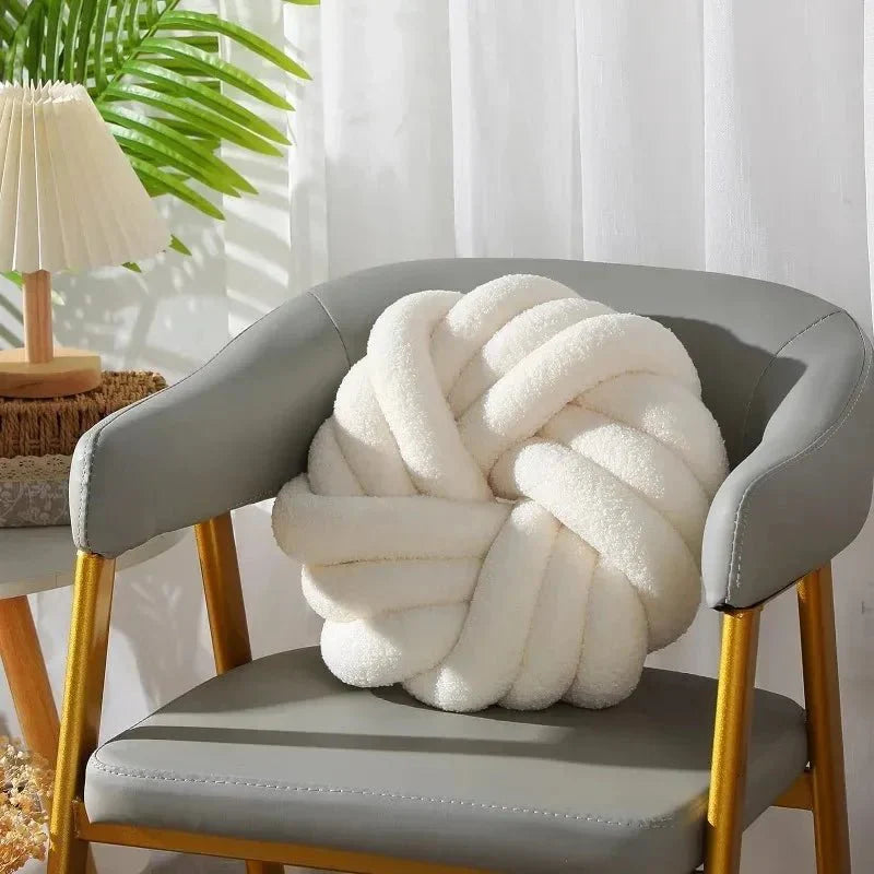 Lamb's Wool Knotted Throw Cushion - Cozy Hand Woven Design