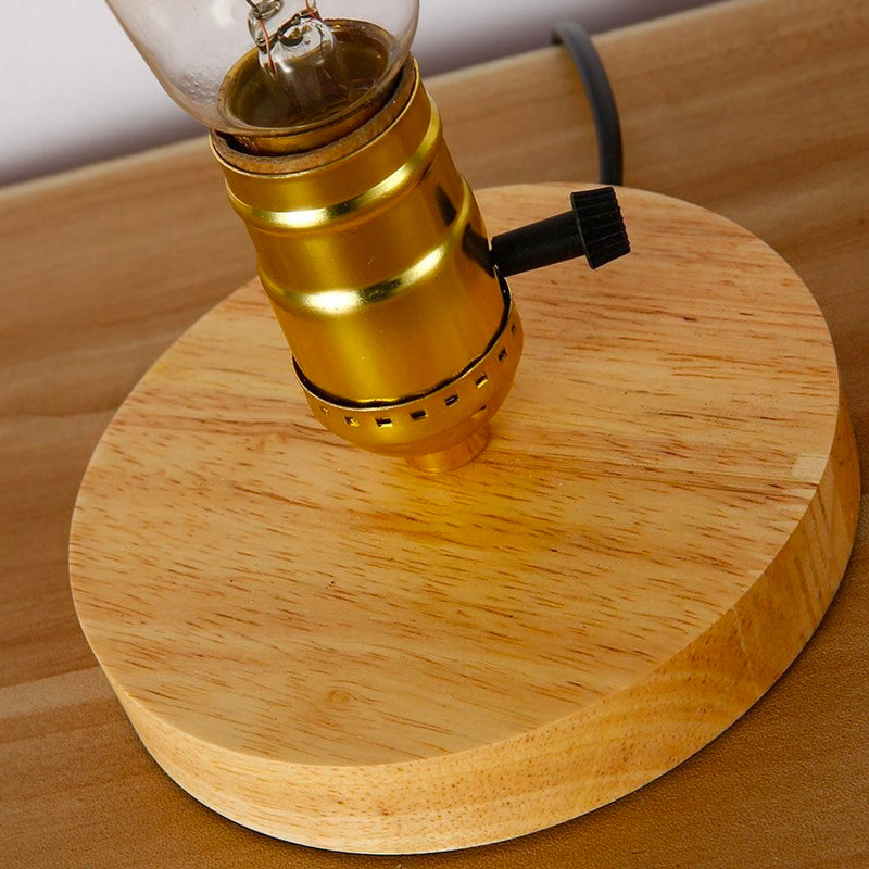 Edison Wooden Bedside Lamp with Vintage Style and Aluminium Base