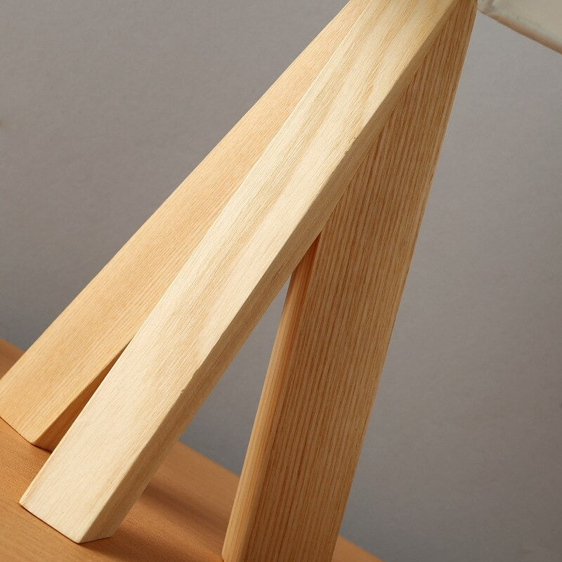 Scandinavian Wooden Tripod Bedside Lamp with White Shade