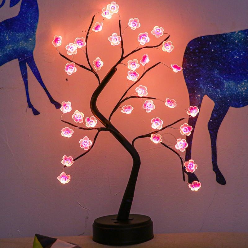 Flowery Bonzai Bedside Lamp - USB Rechargeable Fantasy Decor