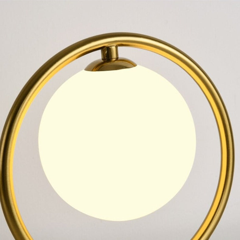 Golden Metal Ball Bedside Lamp - USB Rechargeable Design