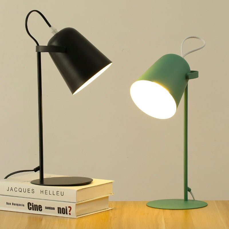 Colorful Design Bedside Lamp with Modern Metal Shade