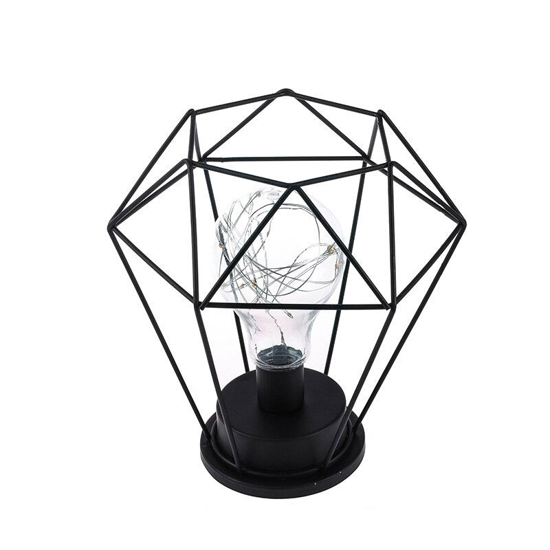 Industrial Battery-Powered Bedside Lamp With Colorful Beads