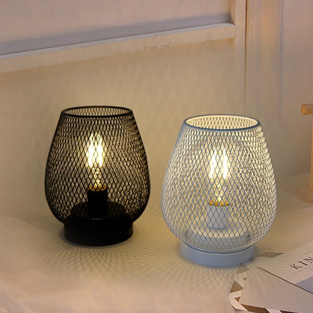 Cage Industrial Bedside Lamp with LED, Cordless Design