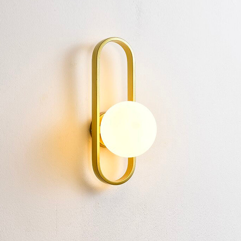 Circular Design Wall Bedside Lamp with Glass Ball Shade