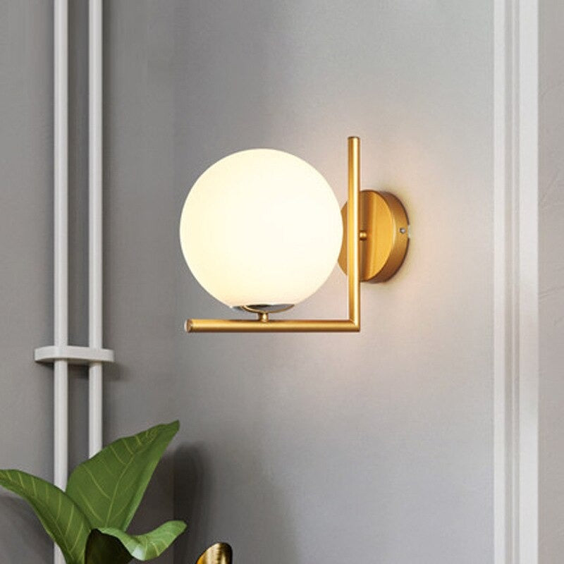 Design Moon Wall Bedside Lamp with Chic Glass Globe