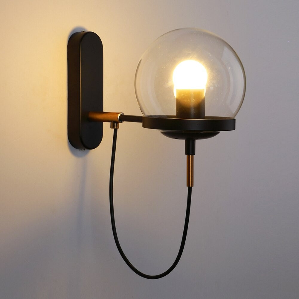 Chic Design Wall Bedside Lamp with Glass Ball Shade