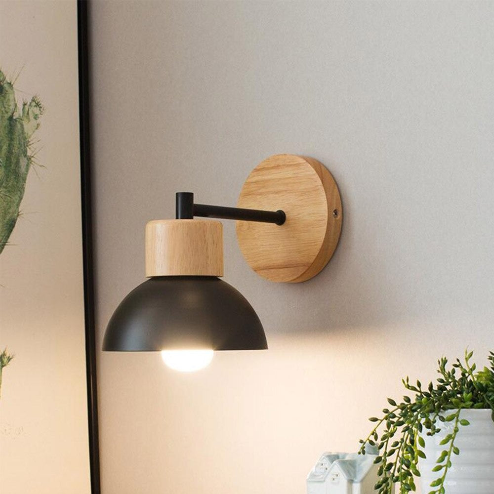 Retro Wooden Wall Bedside Lamp with Vintage Edison Style