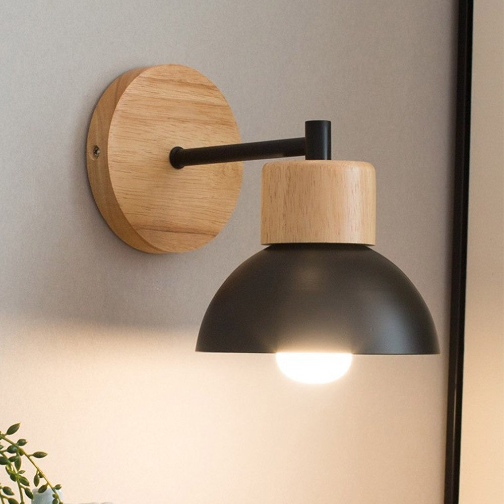 Retro Wooden Wall Bedside Lamp with Vintage Edison Style