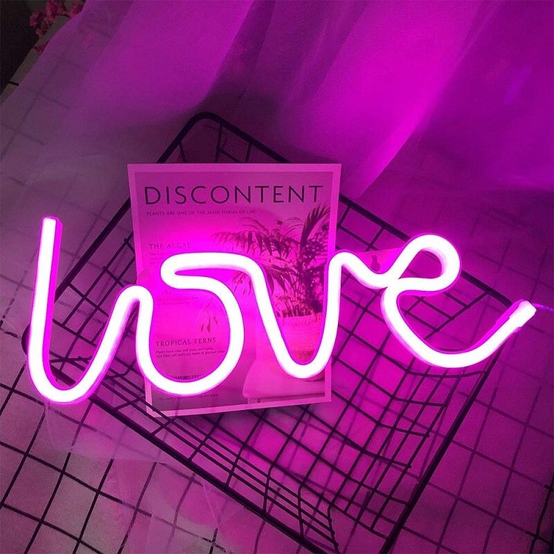 LOVE Neon Light Bedside Lamp with Touch Control and 8 Colors