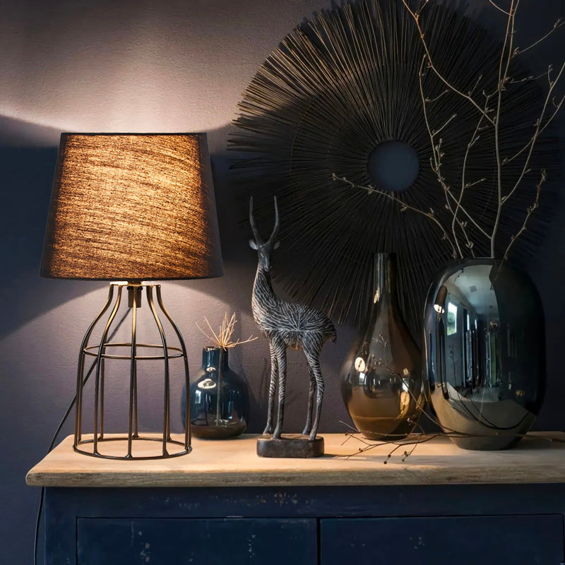 Black Metal Retro Bedside Lamp with Vintage Industrial Design