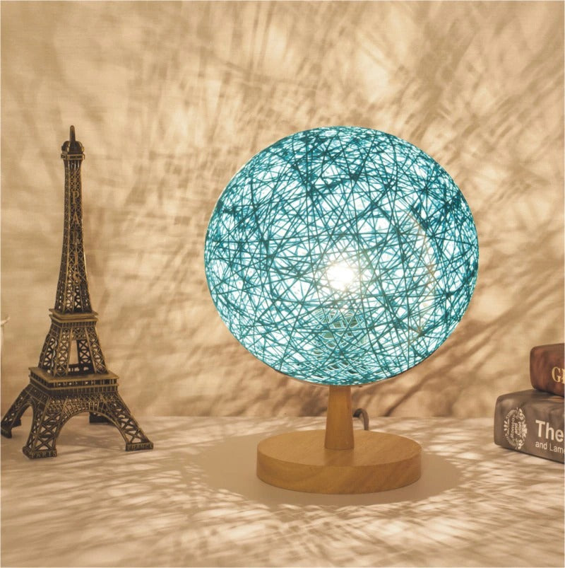 Rattan Bedside Lamp With Wooden Base For Modern Decor
