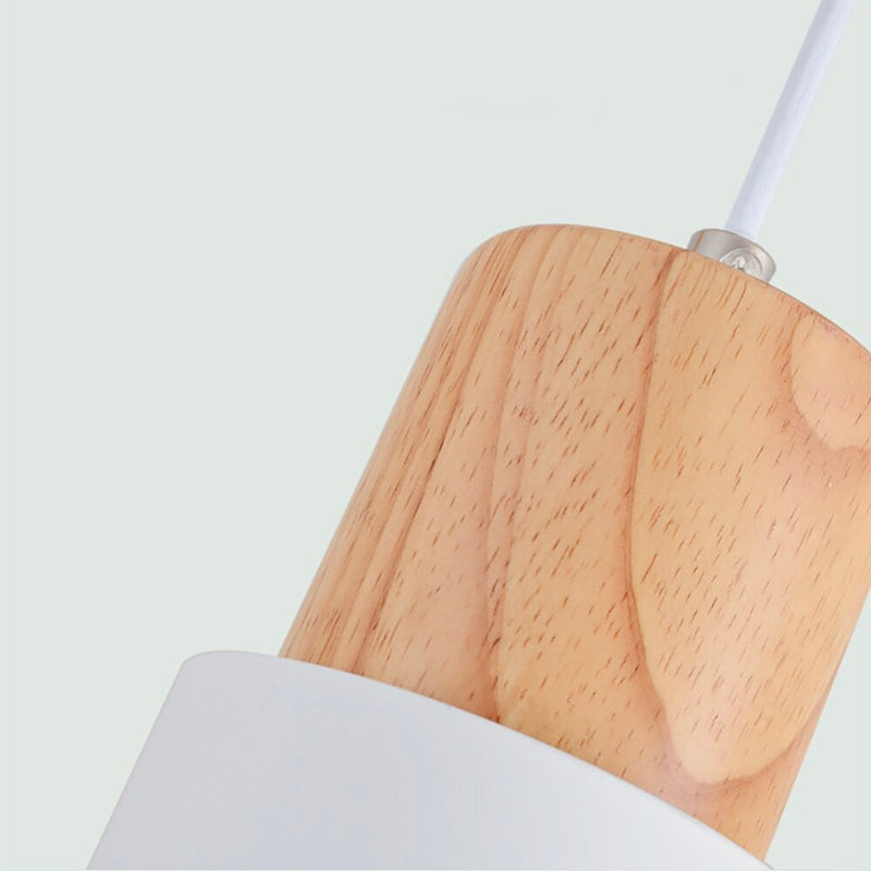 Wooden Hanging Bedside Lamp with Vintage Metal Structure