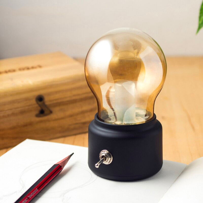 Vintage Cordless Bedside Lamp with Edison Style Design