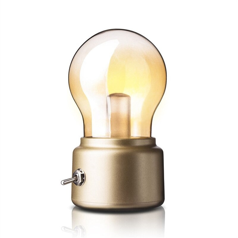 Vintage Cordless Bedside Lamp with Edison Style Design