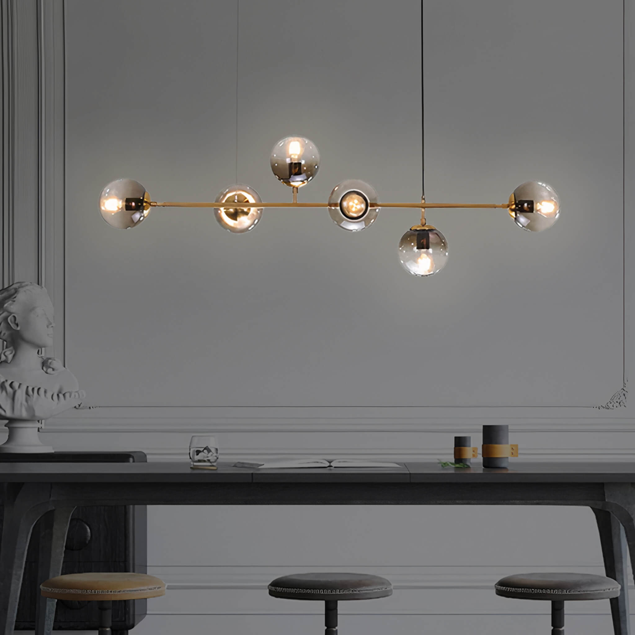 London Loft Bubble Chandelier – Minimalist Glass Globe Pendant Light