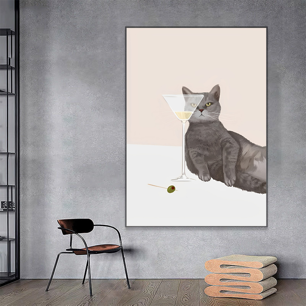 Vintage Cats Anime Poster - Black and White Kawaii Decor
