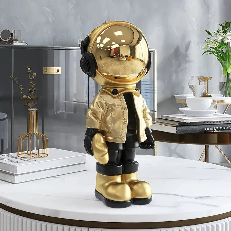 Modern Contemporary Astronaut Statue Gold Plated Resin Decor