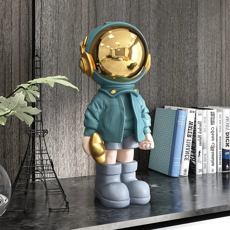 Modern Contemporary Astronaut Statue Gold Plated Resin Decor