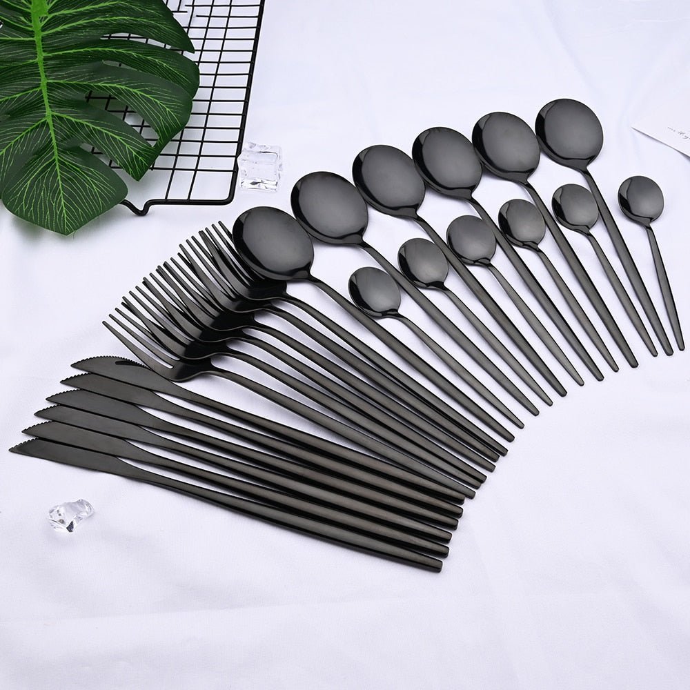 VédaTable 24-Piece Dinner Set – Modern Stainless Steel Elegance