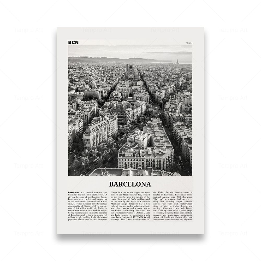Monochrome Landscape Travel Poster - Modern Art Print Unframed