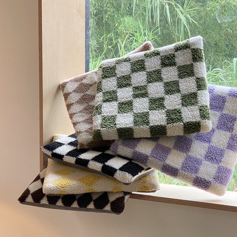 Nordic Chequerboard Diamond Polar Fleece Cushions 40cm