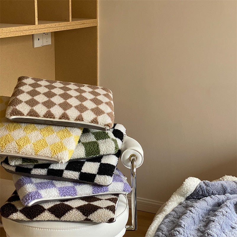 Nordic Chequerboard Diamond Polar Fleece Cushions 40cm