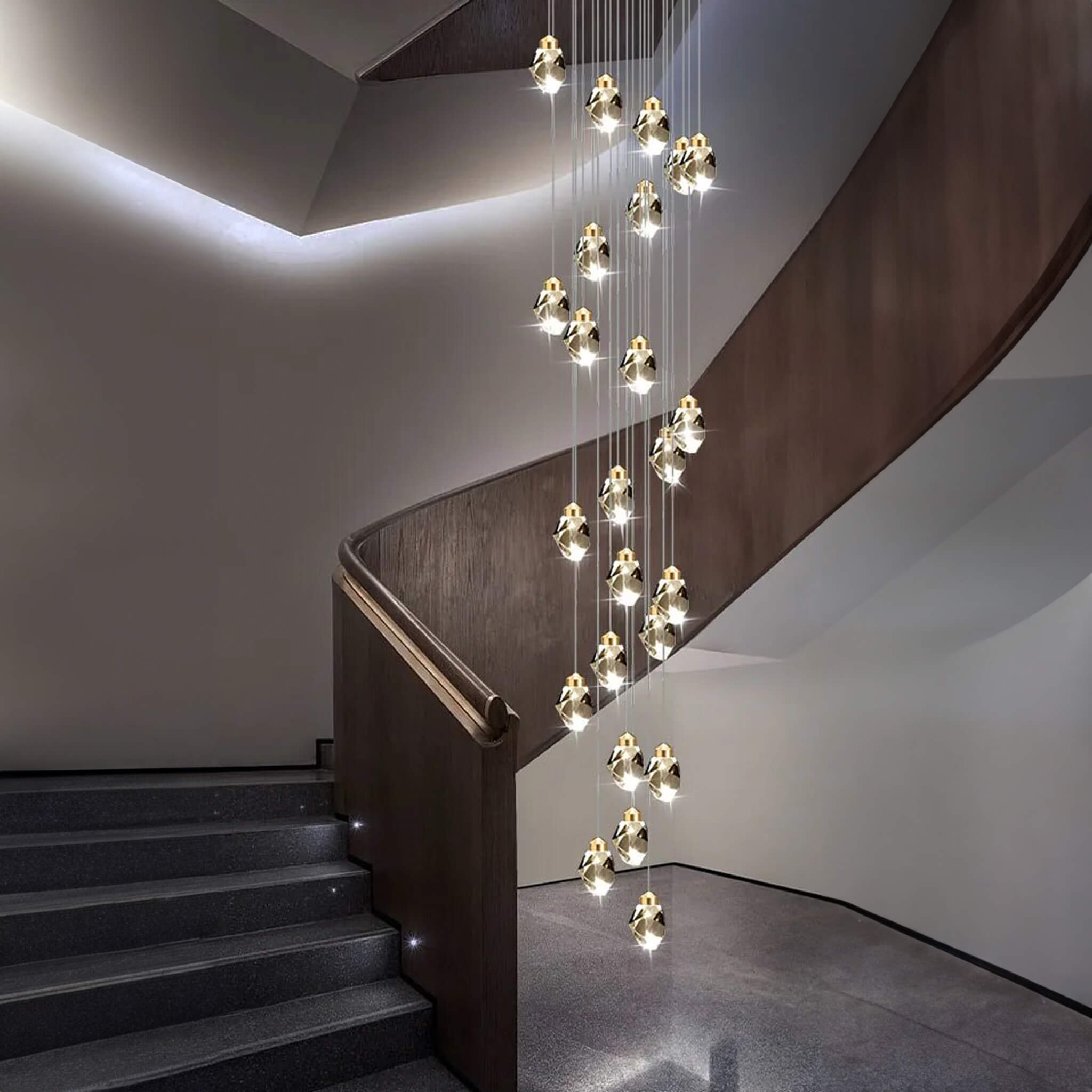 Nordic Crystal Chandelier – Luxury Spiral Glass Pendant Light