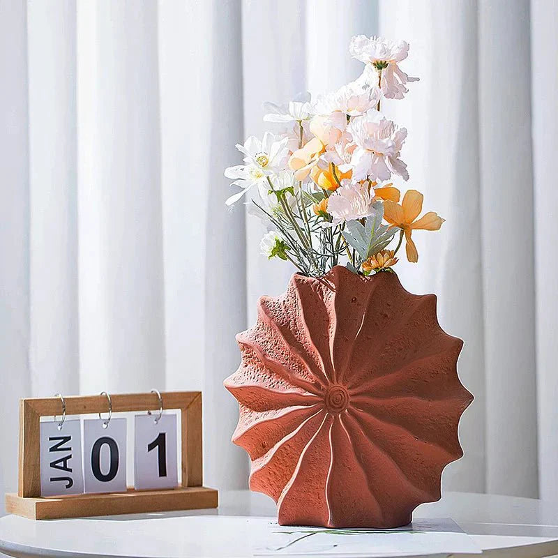 Nordic Minimal Red Ceramic Vase for Elegant Home Decor