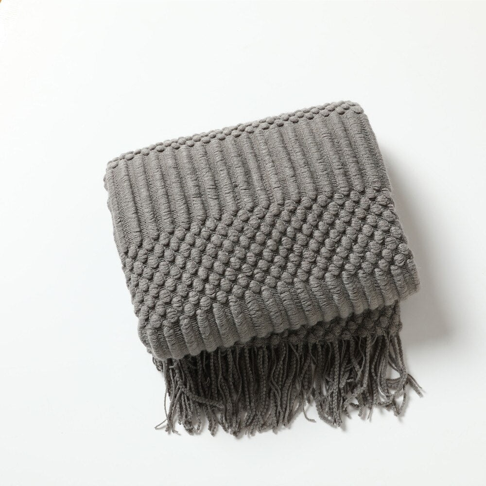 Nordic Solid Sofa Knitted Blanket for Cozy Comfort