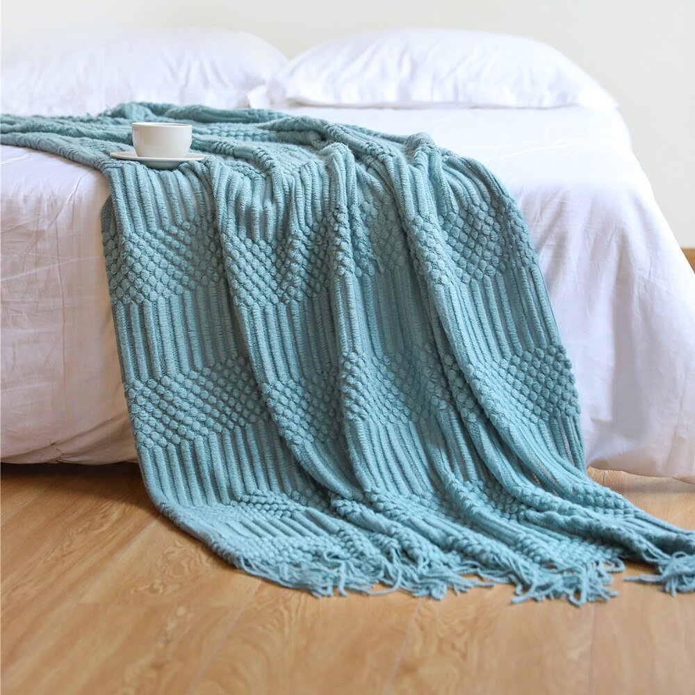 Nordic Solid Sofa Knitted Blanket for Cozy Comfort