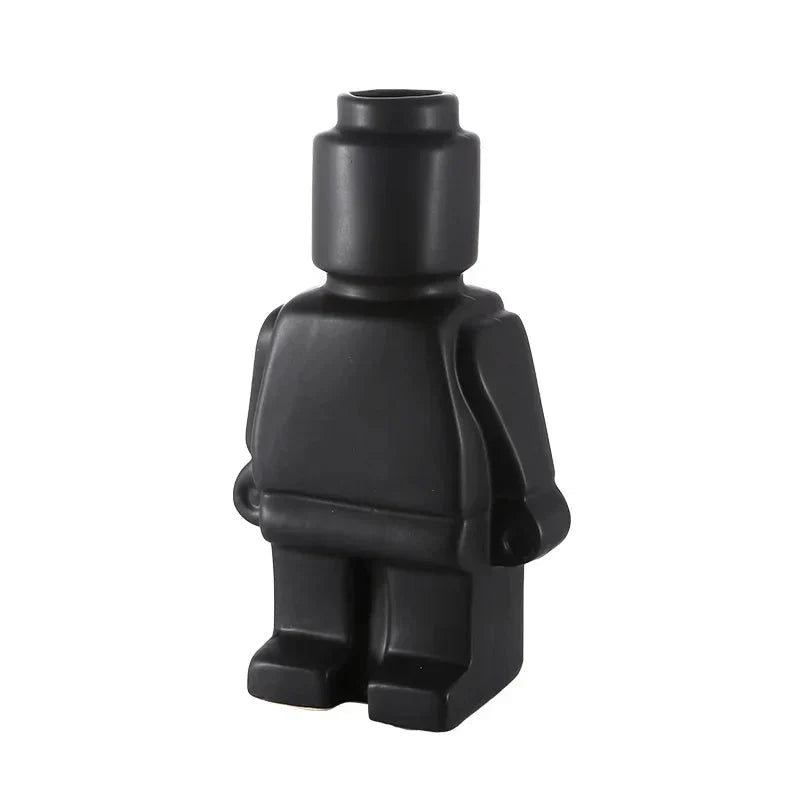 Nordic Style Minimal Ceramic Robot Vase for Modern Decor