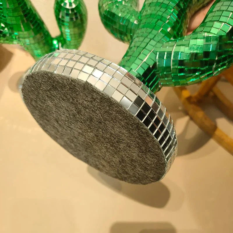 Novelty Green Disco Ball Cactus Decoration Glass 25cm