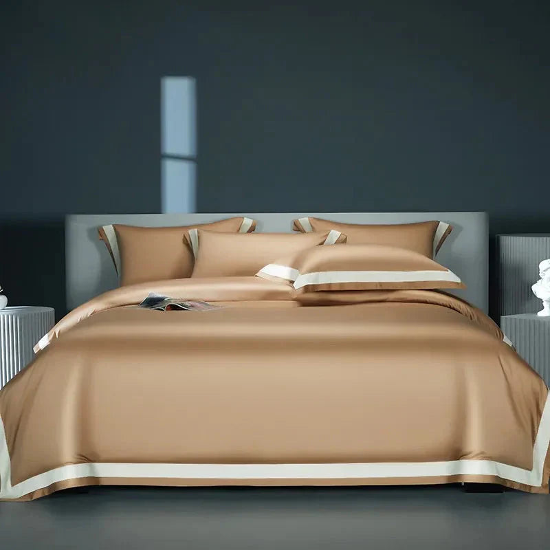 One-Line Duvet Cover Set – 1200 TC Egyptian Cotton with Elegant Border Detail