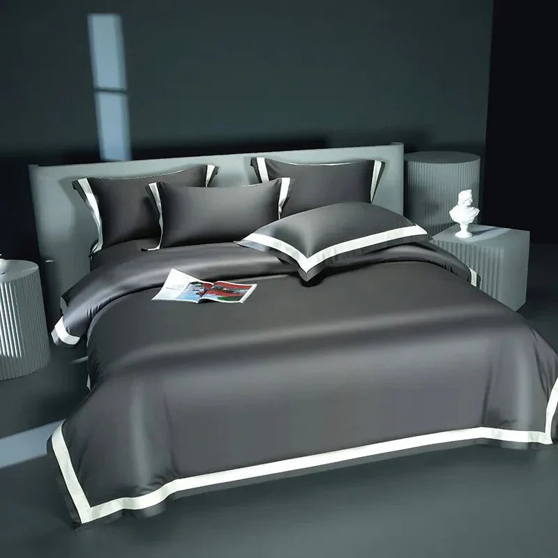 One-Line Duvet Cover Set – 1200 TC Egyptian Cotton with Elegant Border Detail