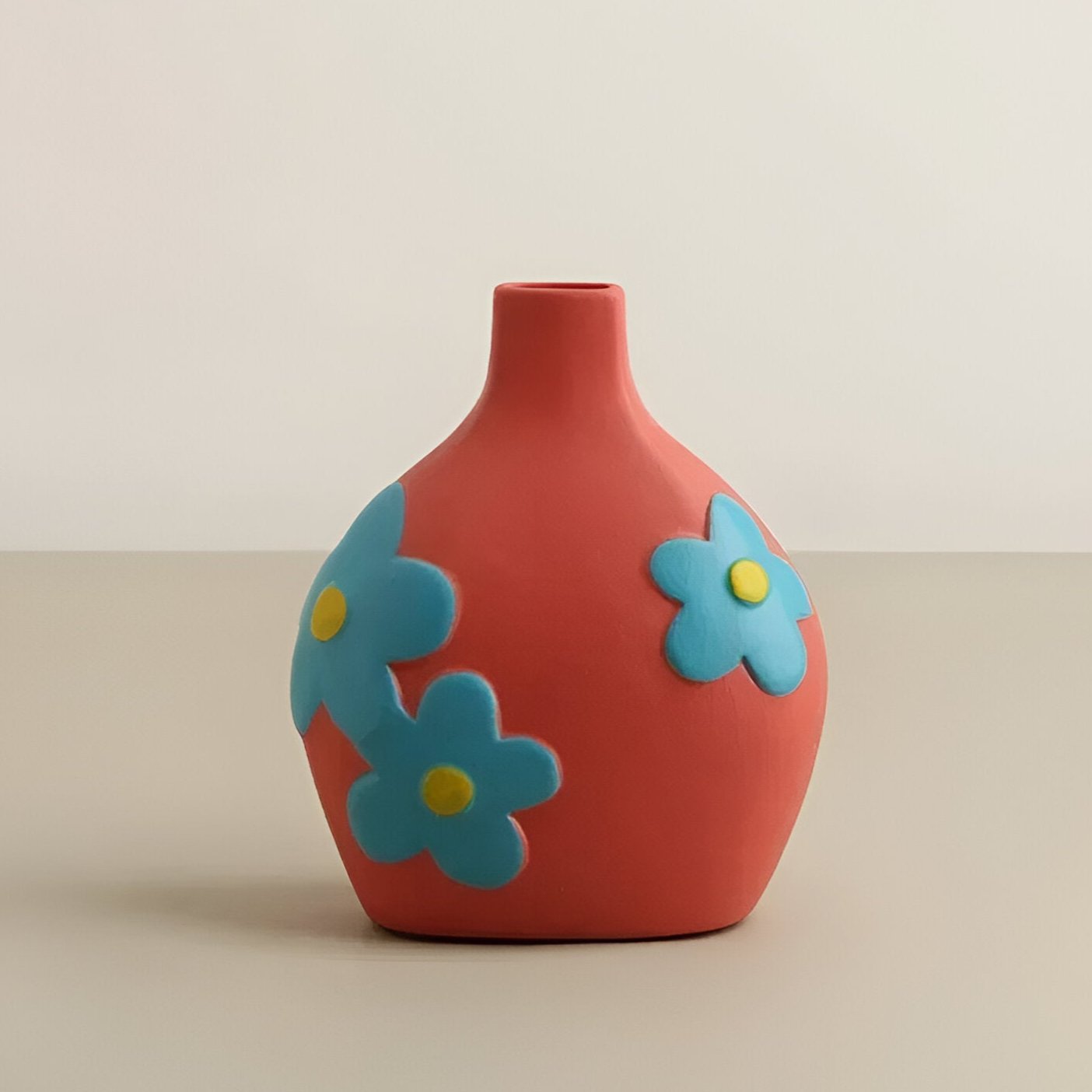 Painted Floral Ceramic Vase for Home Decor and Flowers