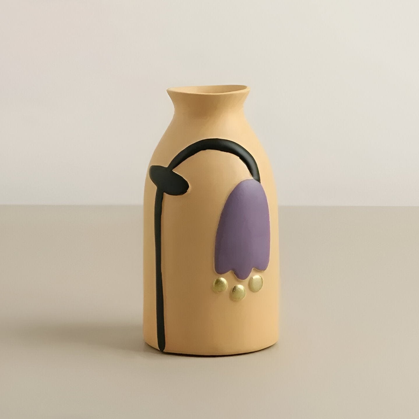 Painted Floral Ceramic Vase for Home Decor and Flowers