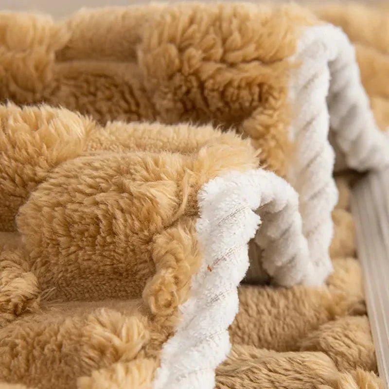 Pastel Colour Thickened Plush Sofa Blanket for Cozy Comfort