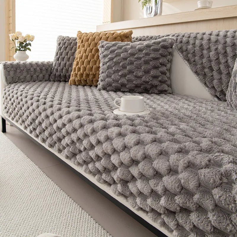 Pastel Colour Thickened Plush Sofa Blanket for Cozy Comfort