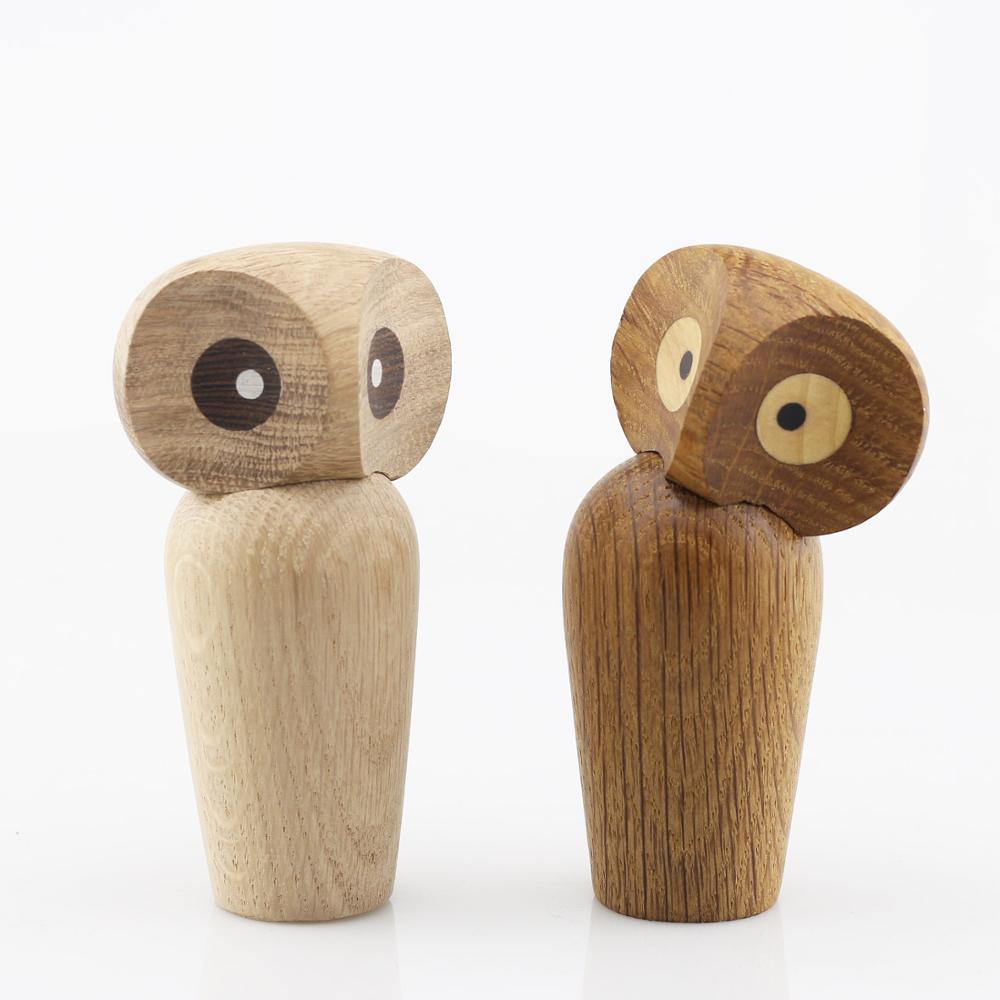 Wooden Owl Decor with Rotating Head