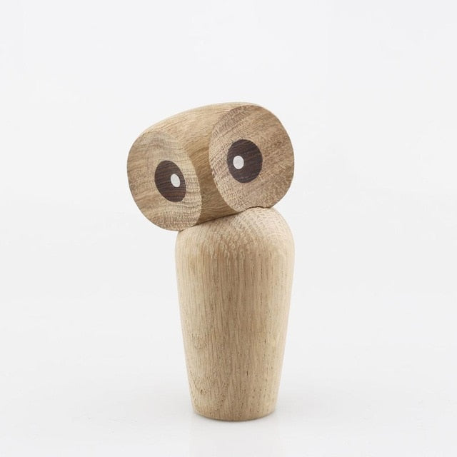 Wooden Owl Decor with Rotating Head