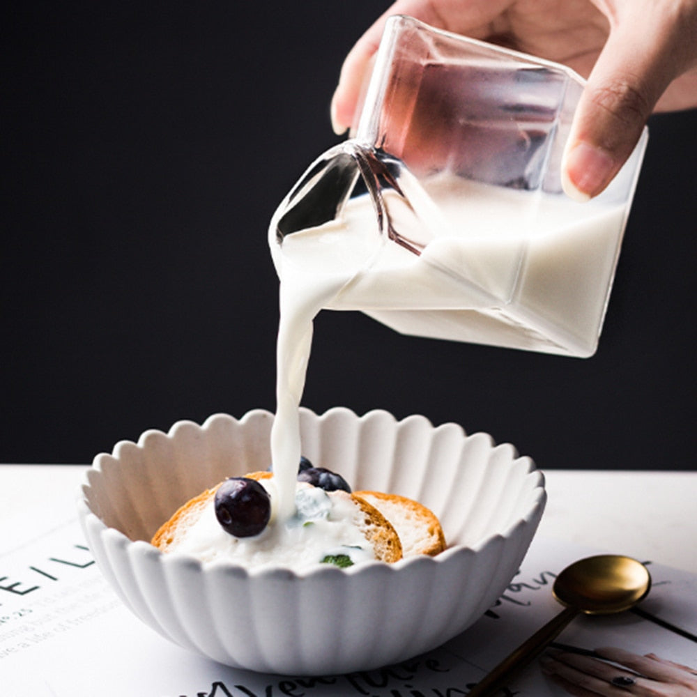 Glass Milk Carton Jug – 350ml Modern Borosilicate Pitcher