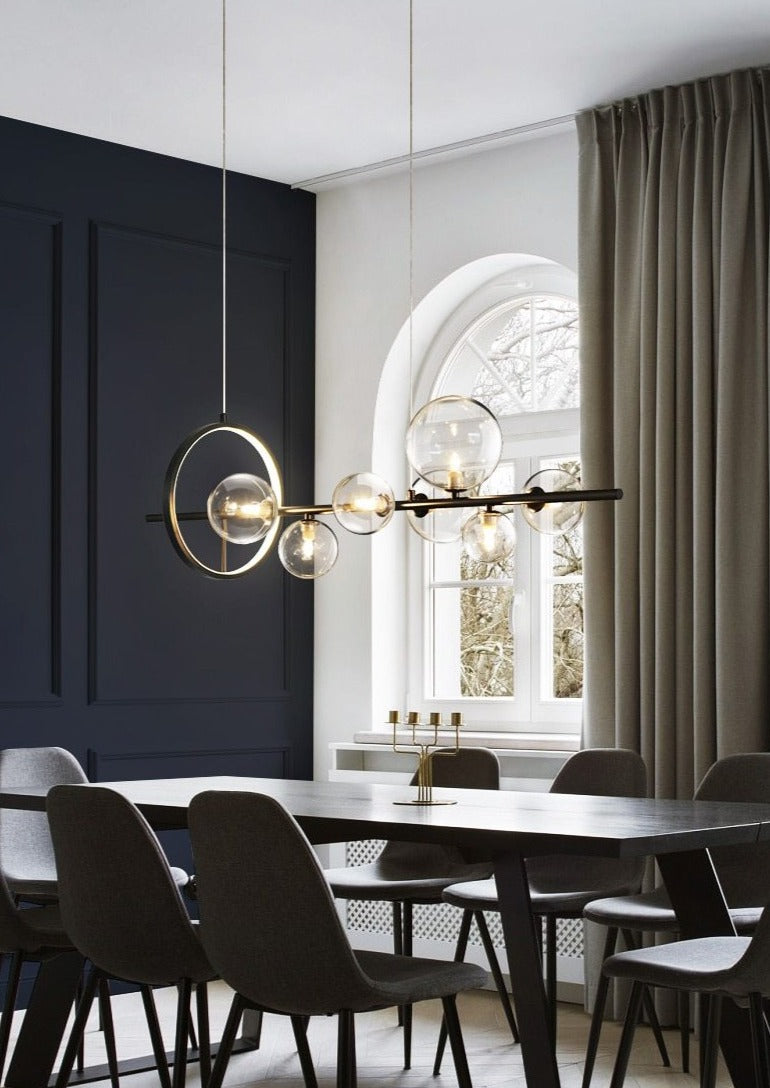 Macrocosm Chandelier – Dimmable Nordic Glass Ball LED Pendant Light | Adjustable Length, Perfect for Dining Rooms & Bars