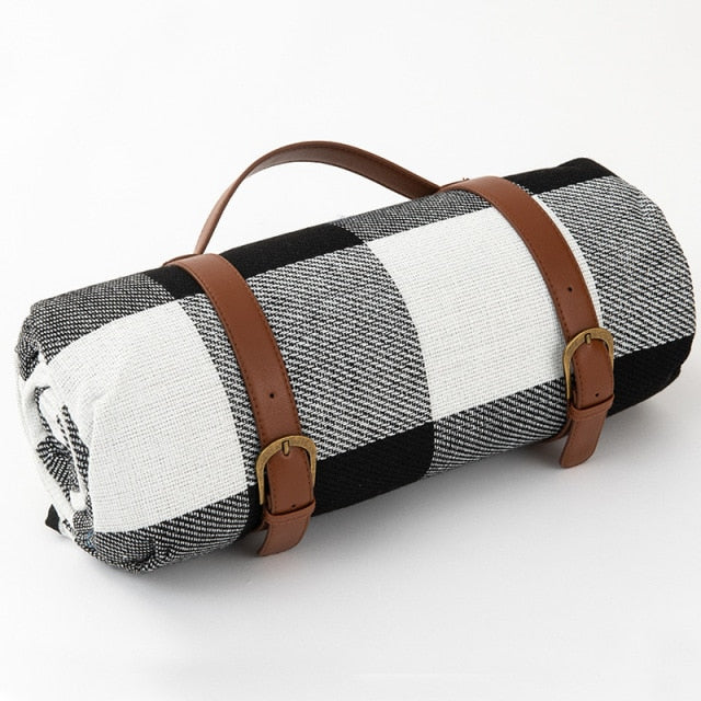 Check Picnic Blanket with Carry Straps – Family Size